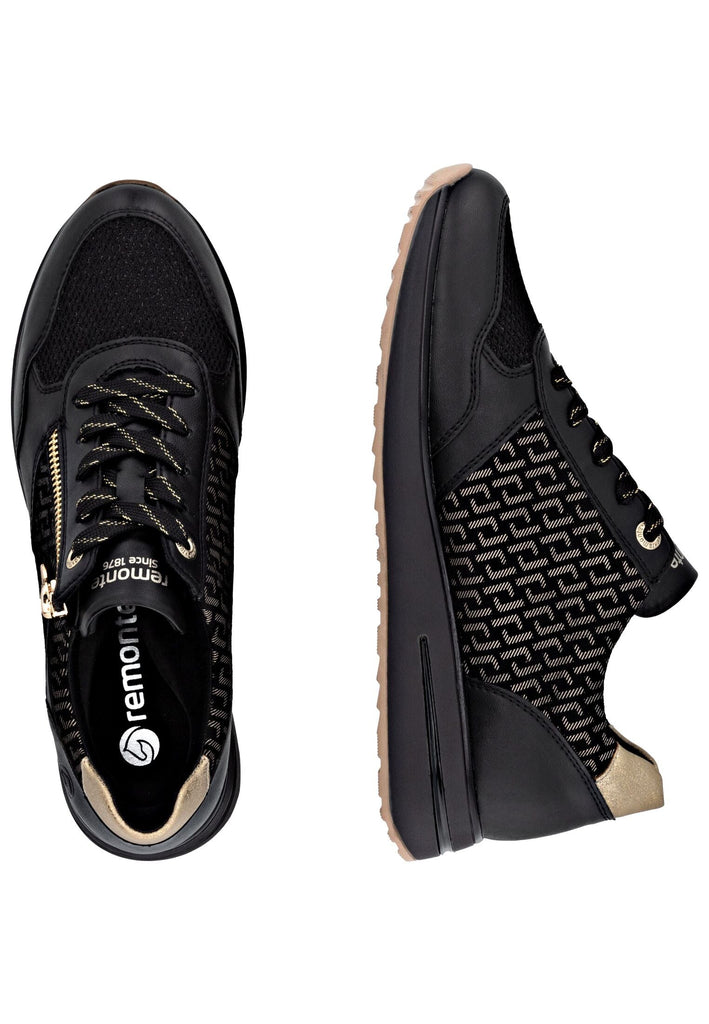 Remonte Sneaker Lederimitat Schwarz/Gold