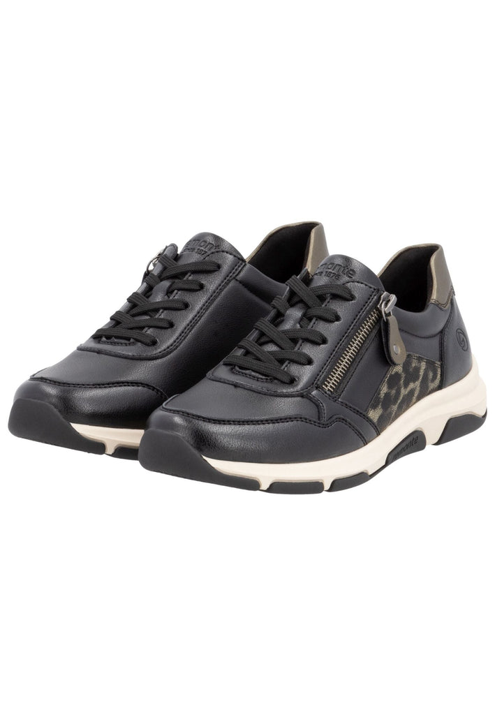 Remonte Sneaker Lederimitat Schwarz/Gold