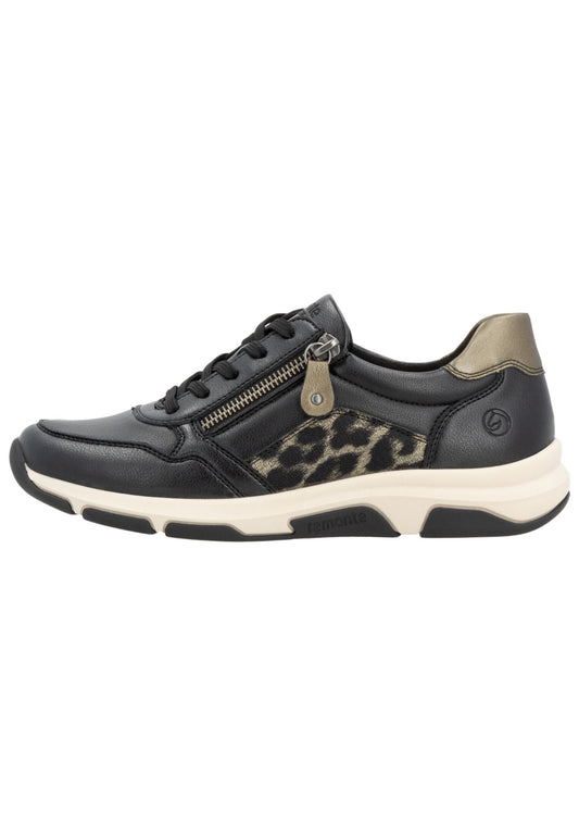 Remonte Sneaker Lederimitat Schwarz/Gold
