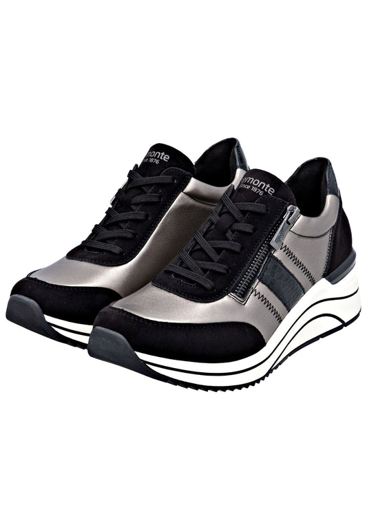 Remonte Sneaker Lederimitat Schwarz/Silber
