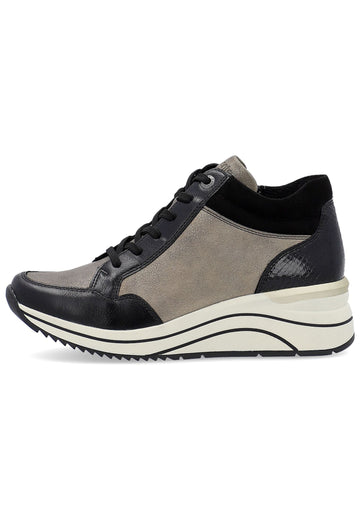 Sneaker Remonte Sneaker Glattleder Schwarz/Silber