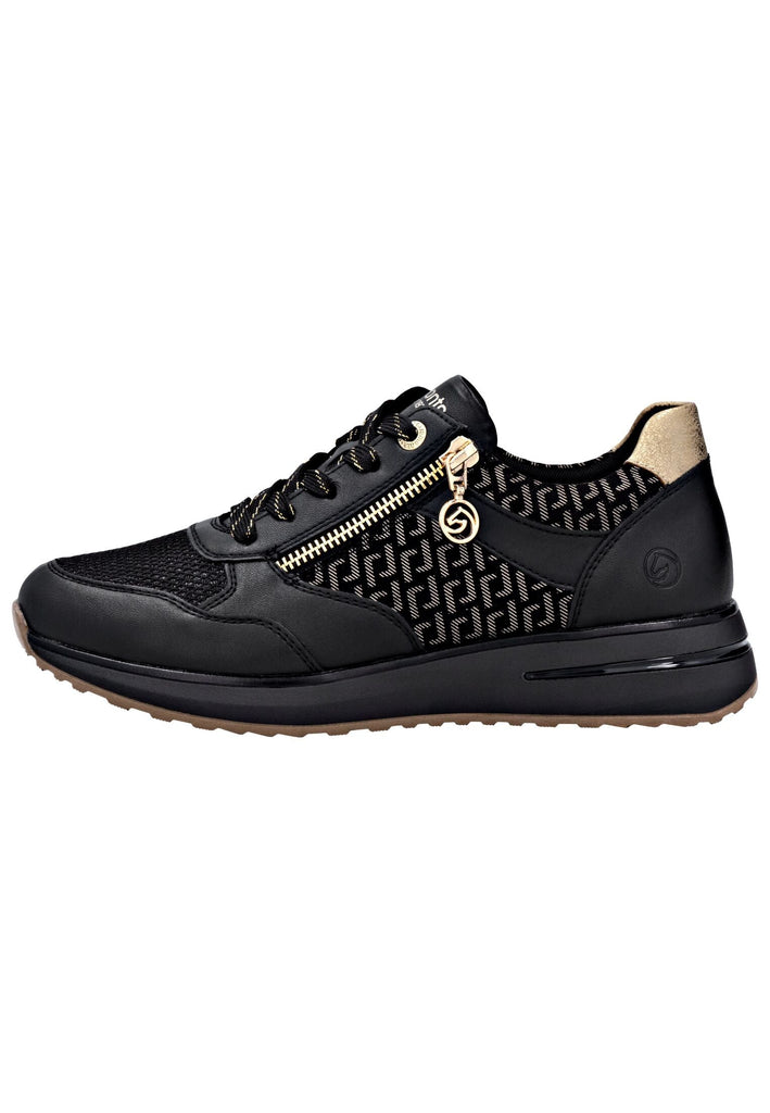 Sneaker Remonte Sneaker Lederimitat Schwarz/Gold