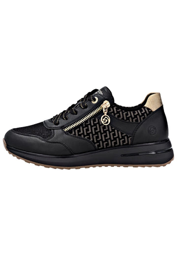 Sneaker Remonte Sneaker Lederimitat Schwarz/Gold