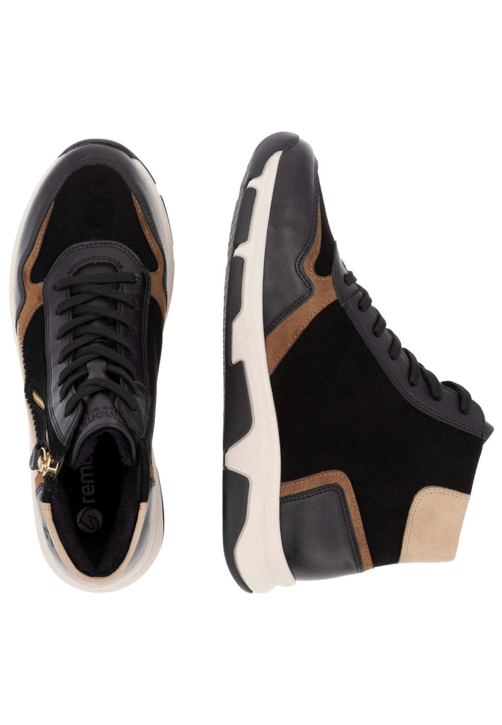 Remonte Sneaker Veloursleder Schwarz/Braun Warmfutter