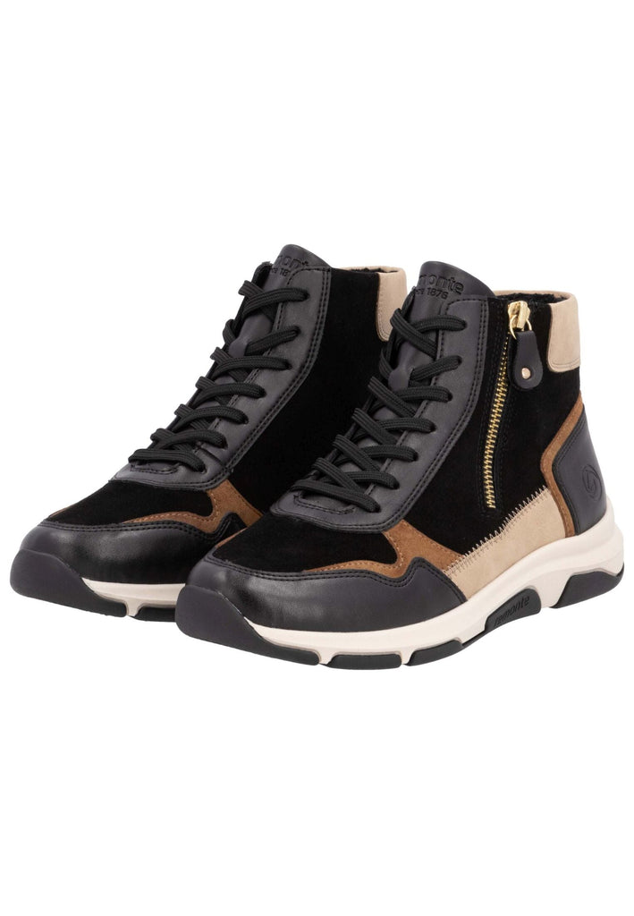 Remonte Sneaker Veloursleder Schwarz/Braun Warmfutter