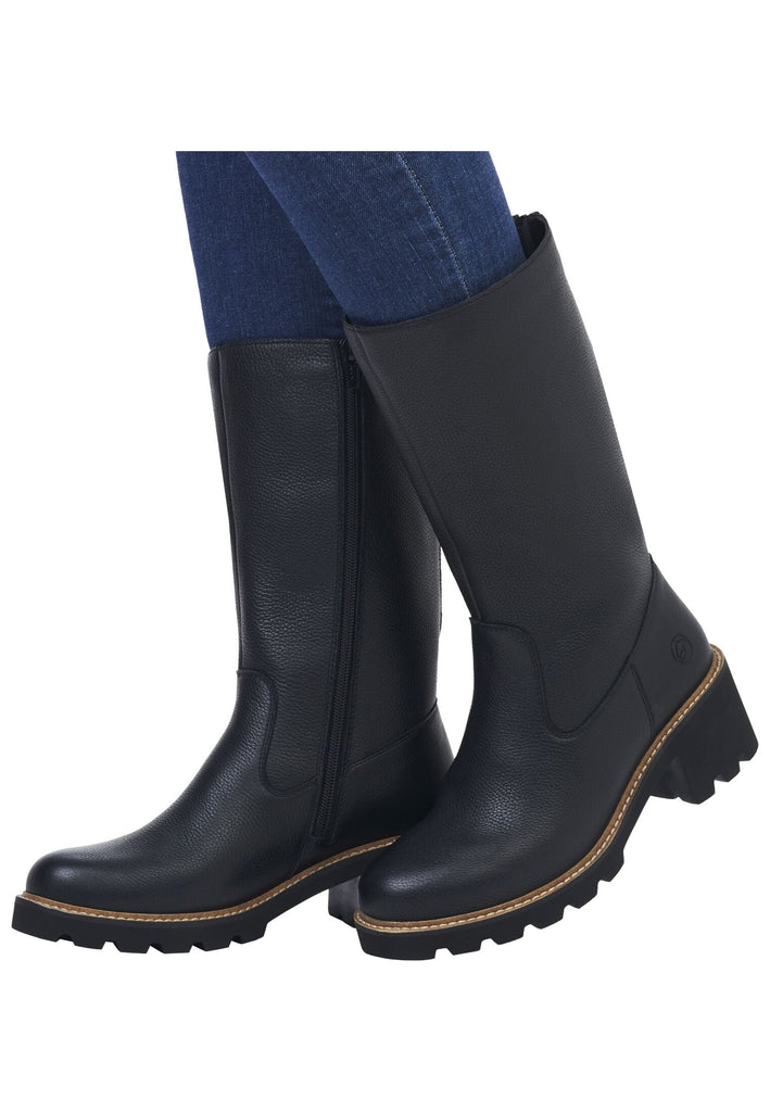 Remonte Stiefel Glattleder Schwarz Warmfutter