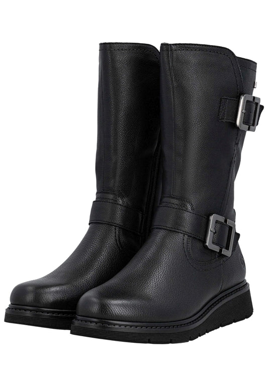 Remonte Stiefel Leder/Synthetik Schwarz/Schwarz Warmfutter