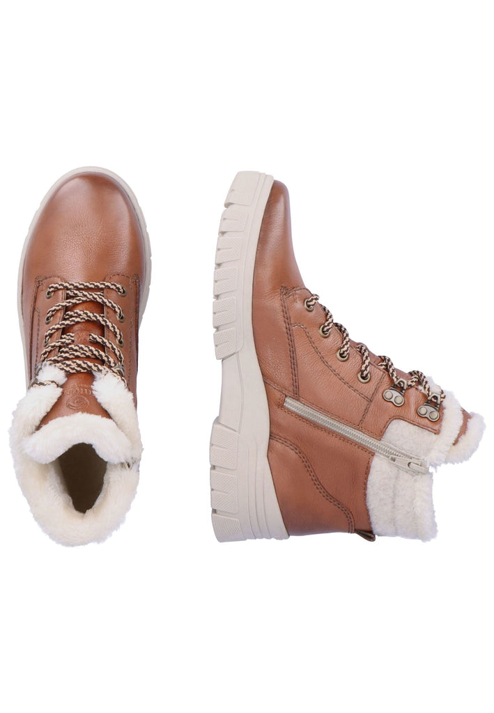 Remonte Stiefelette Glattleder Braun/Weiß Warmfutter