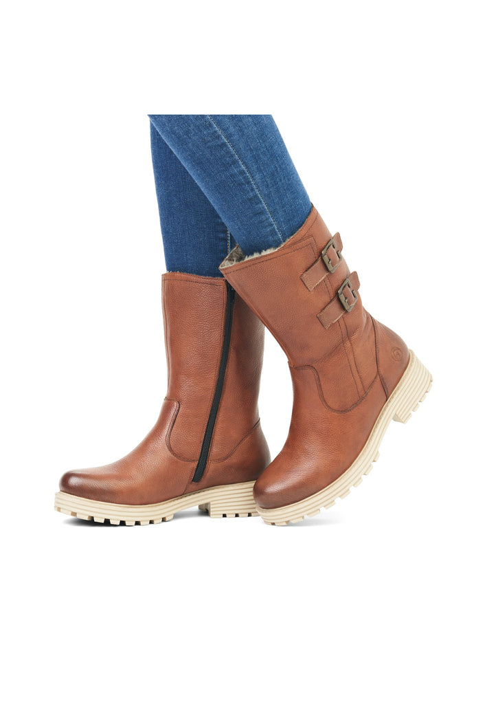 Remonte Stiefelette Glattleder Nussbraun Warmfutter