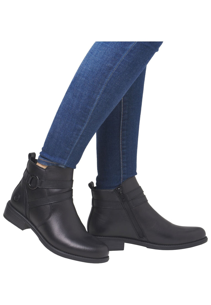 Remonte Stiefelette Glattleder Schwarz