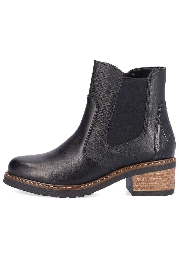 Remonte Stiefelette Glattleder Schwarz