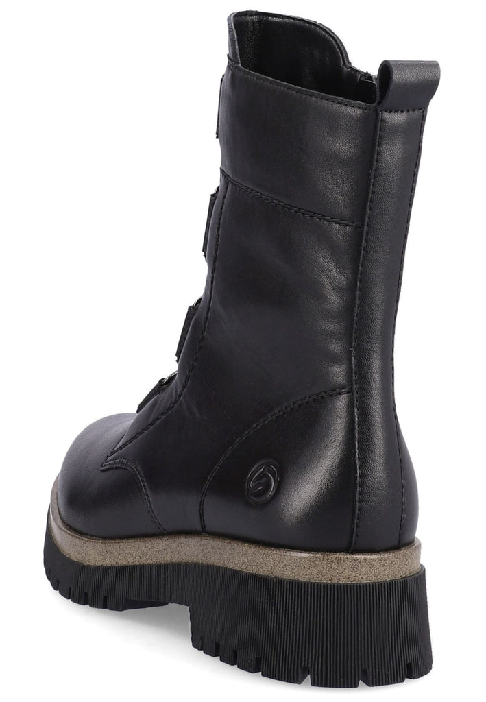 Remonte Stiefelette Glattleder Schwarz Warmfutter