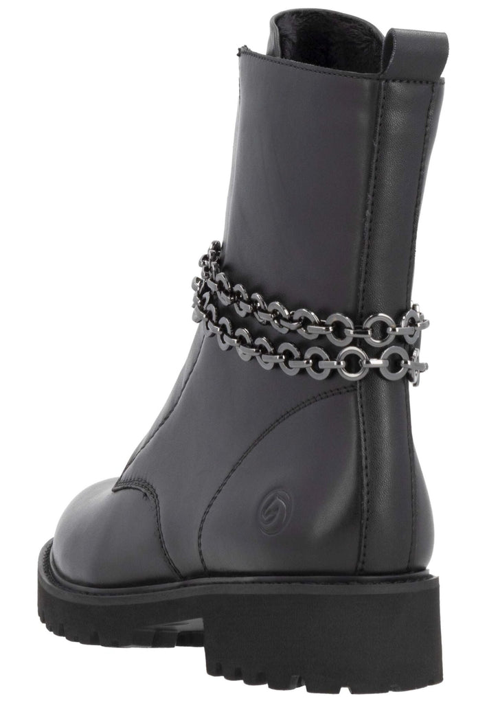 Remonte Stiefelette Glattleder Schwarz Warmfutter