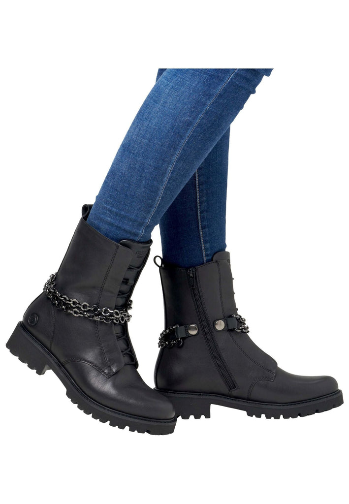 Remonte Stiefelette Glattleder Schwarz Warmfutter