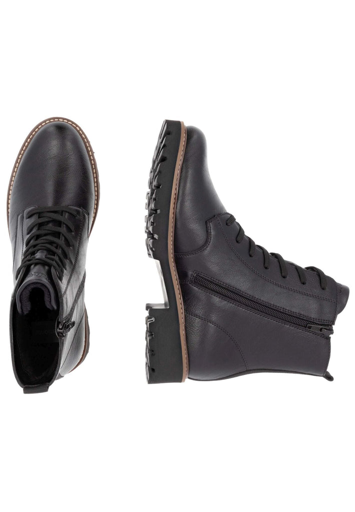 Remonte Stiefelette Glattleder Schwarz Warmfutter