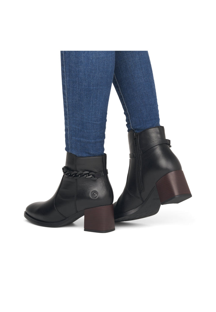 Remonte Stiefelette Glattleder Schwarz Warmfutter