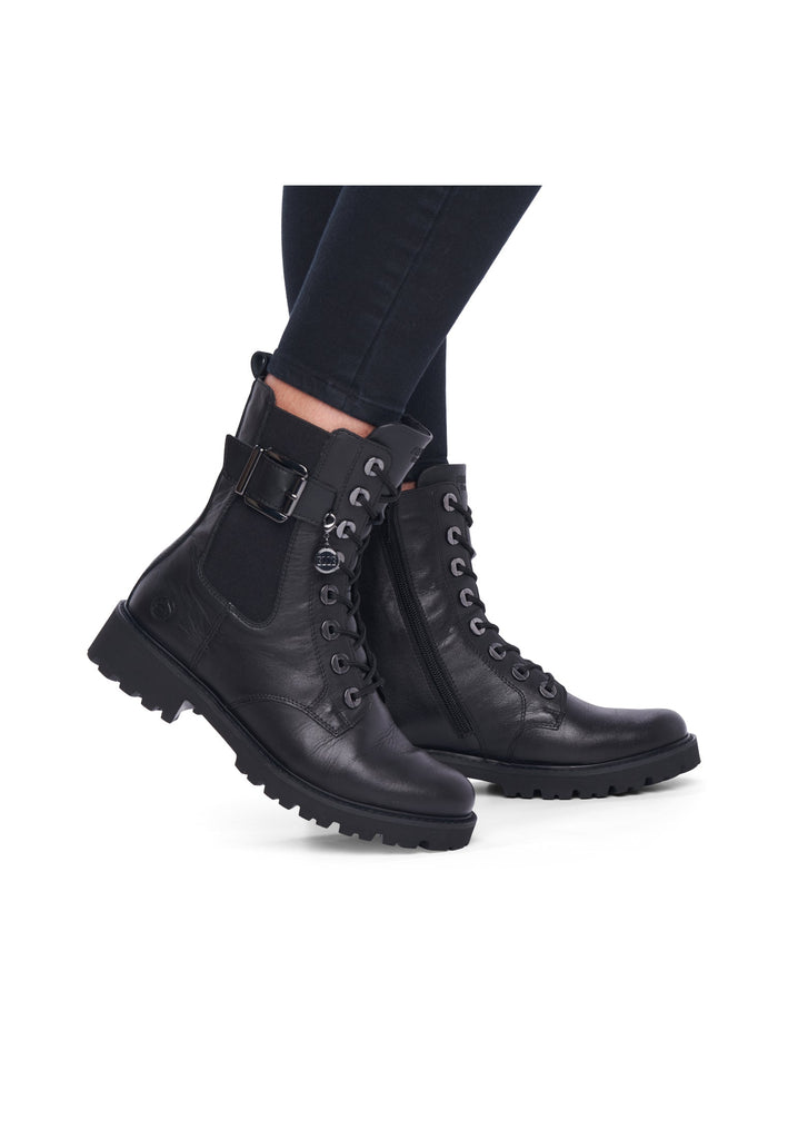 Remonte Stiefelette Glattleder Schwarz Warmfutter