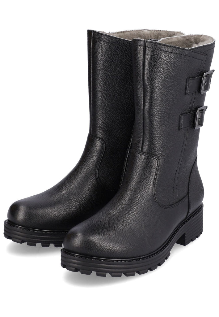 Remonte Stiefelette Glattleder Schwarz Warmfutter