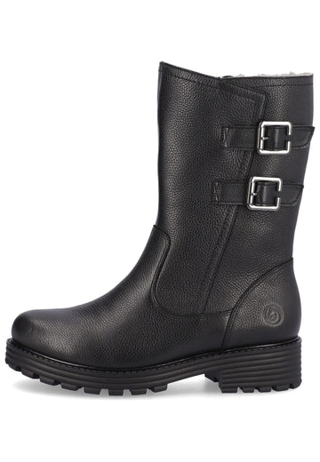 Remonte Stiefelette Glattleder Schwarz Warmfutter