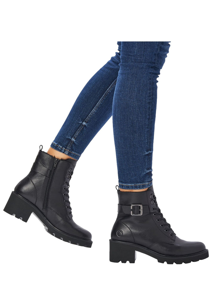 Remonte Stiefelette Glattleder Schwarz Warmfutter