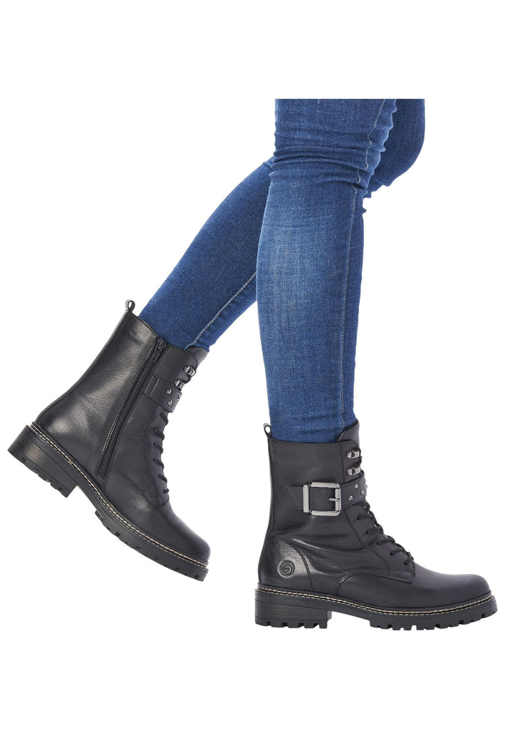 Remonte Stiefelette Glattleder Schwarz Warmfutter