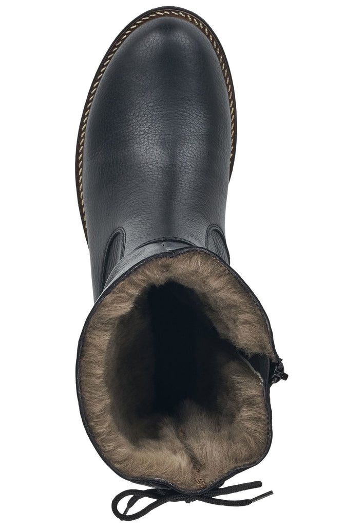 Remonte Stiefelette Glattleder Schwarz Warmfutter