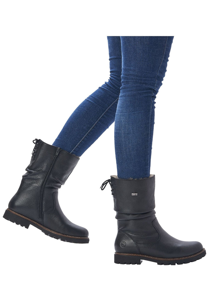 Remonte Stiefelette Glattleder Schwarz Warmfutter