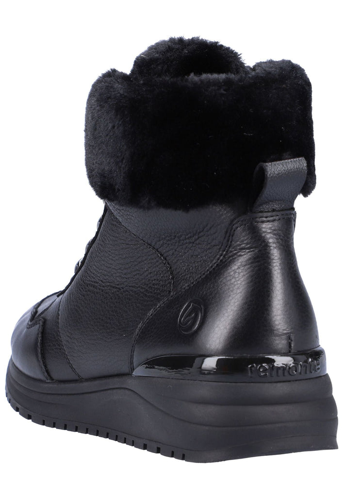 Remonte Stiefelette Glattleder Schwarz Warmfutter
