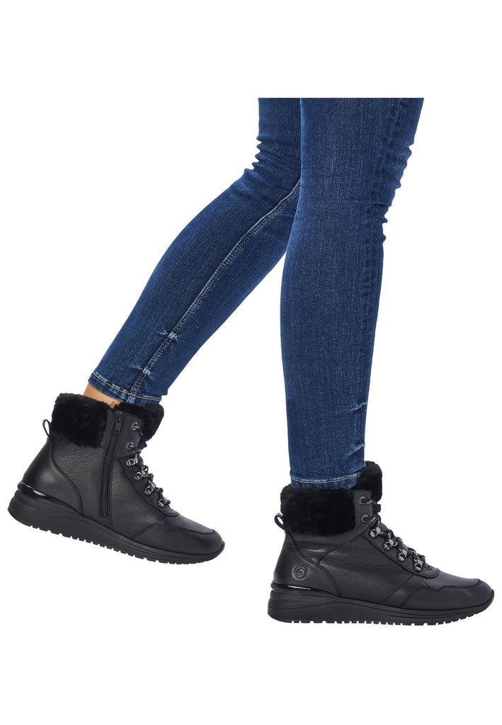Remonte Stiefelette Glattleder Schwarz Warmfutter