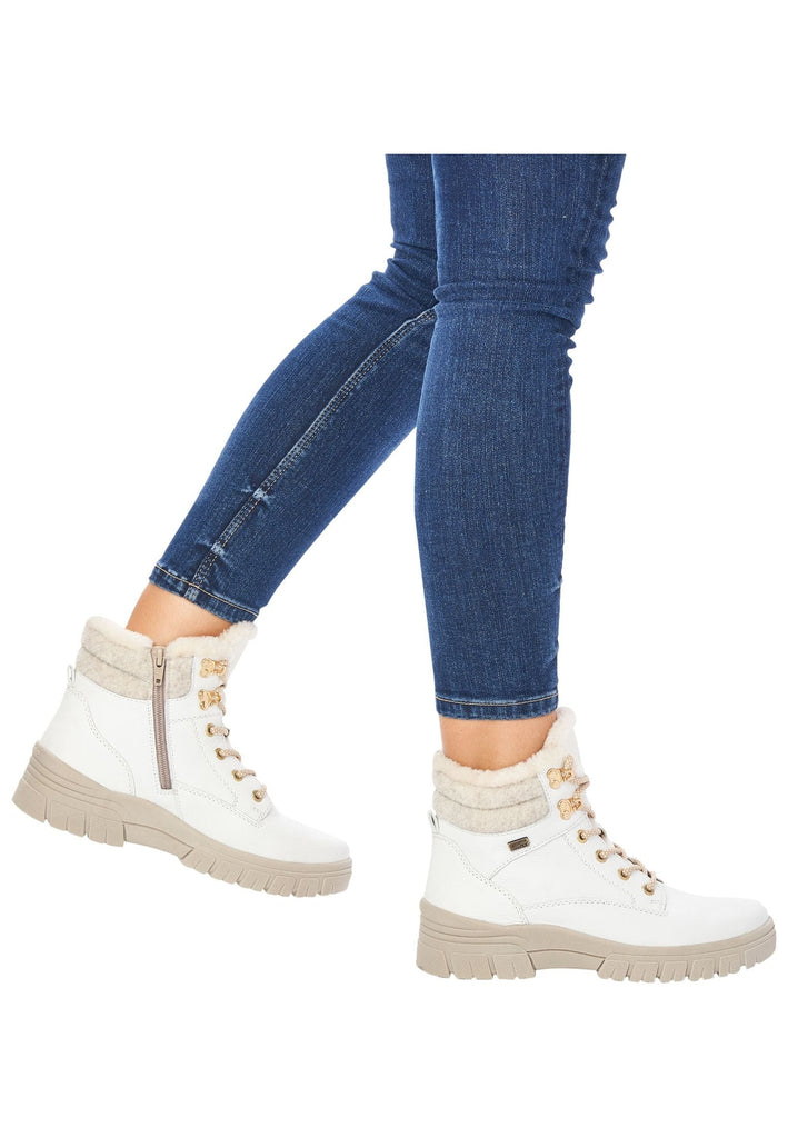 Remonte Stiefelette Glattleder Weiß Warmfutter