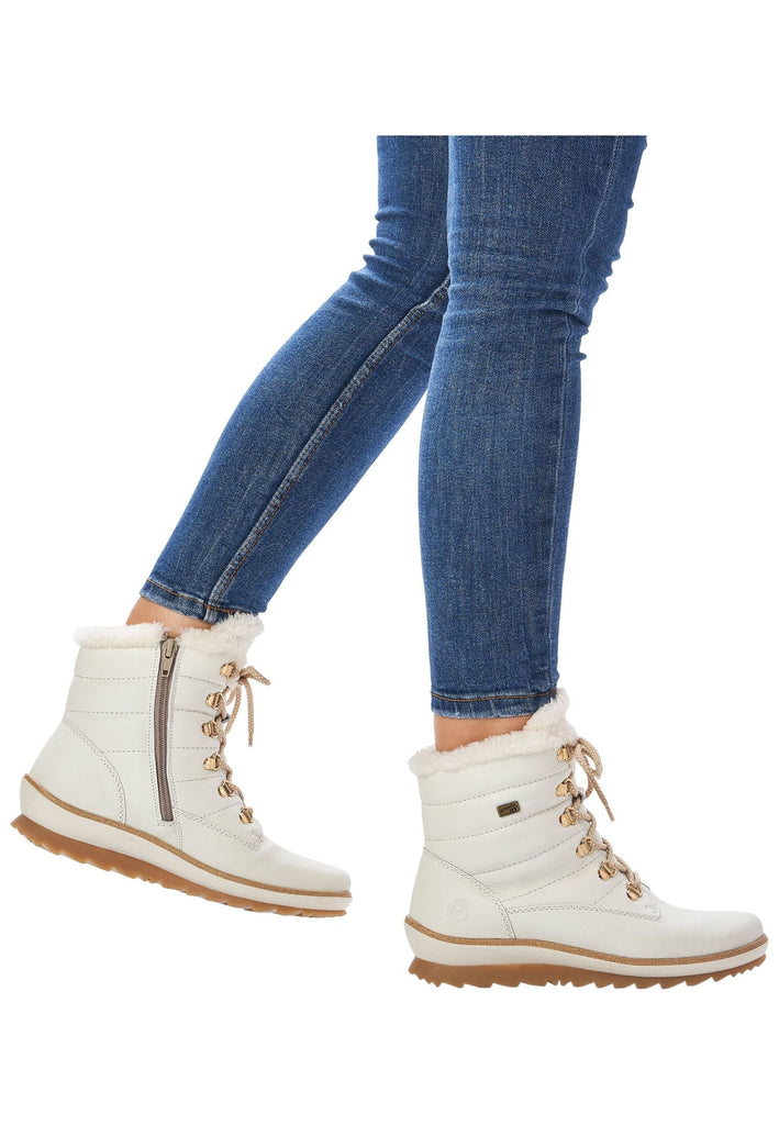 Remonte Stiefelette Glattleder Weiß Warmfutter