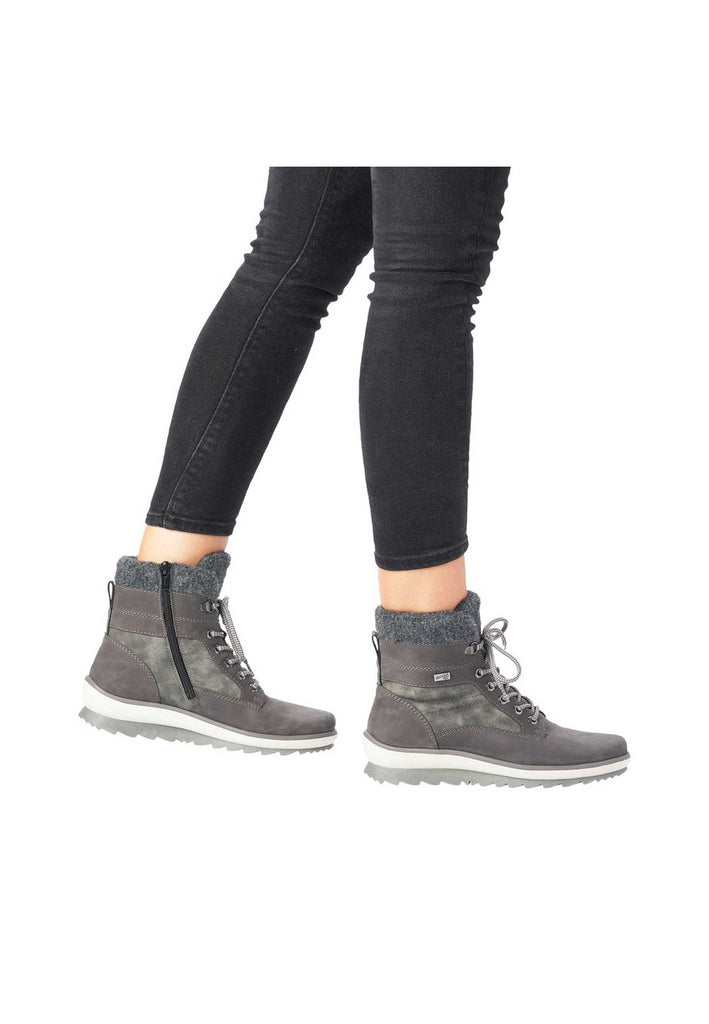 Remonte Stiefelette Leder Grau Warmfutter