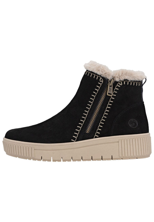 Remonte Stiefelette Leder Schwarz/Beige Warmfutter