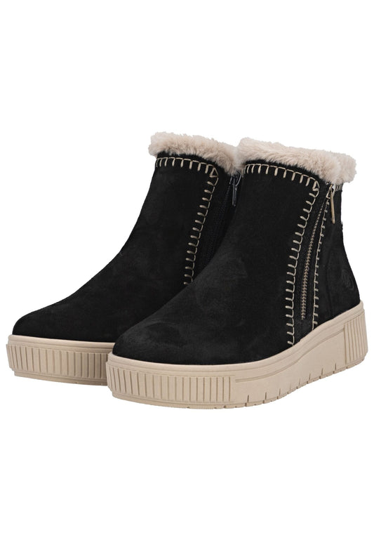 Remonte Stiefelette Leder Schwarz/Beige Warmfutter
