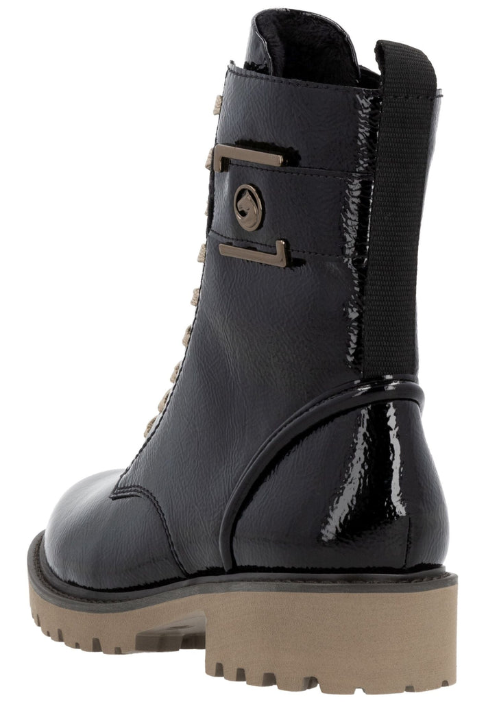 Remonte Stiefelette Leder Schwarz Lack Warmfutter