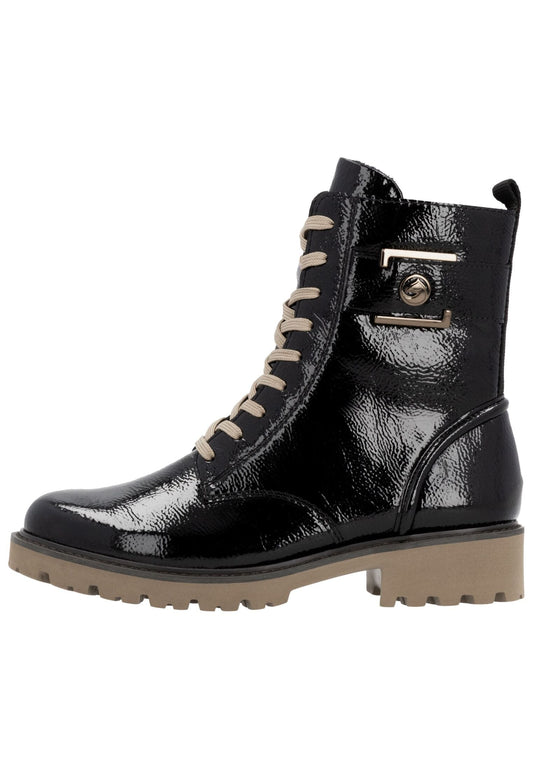 Remonte Stiefelette Leder Schwarz Lack Warmfutter
