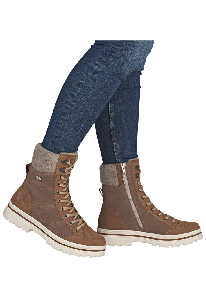 Remonte Stiefelette Leder/Synthetik Braun/Rot Warmfutter