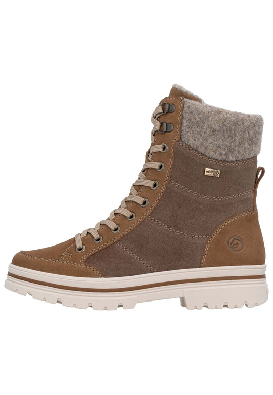 Remonte Stiefelette Leder/Synthetik Braun/Rot Warmfutter