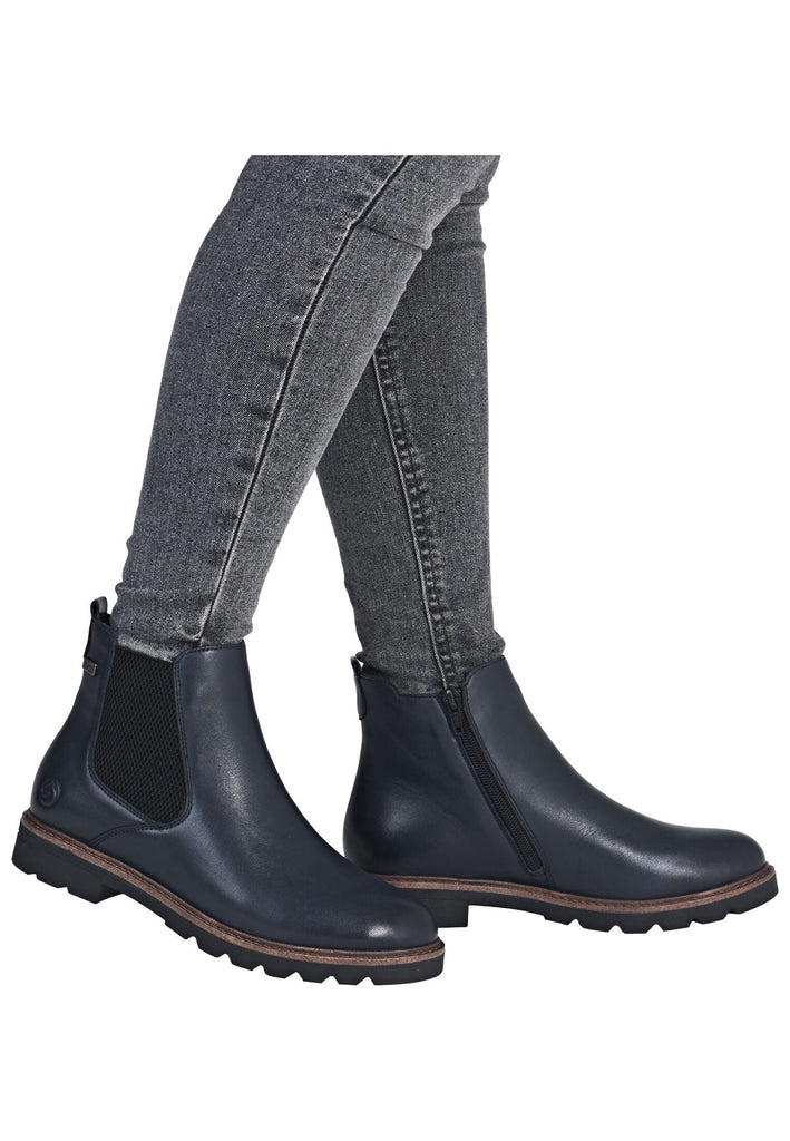 Remonte Stiefelette Leder/Textil Blau/Schwarz Warmfutter