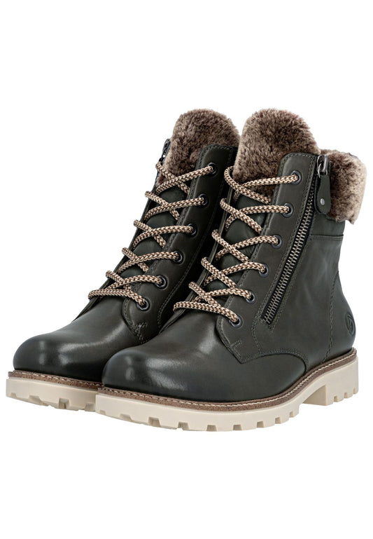 Remonte Stiefelette Leder/Textil Dunkelgrün Warmfutter