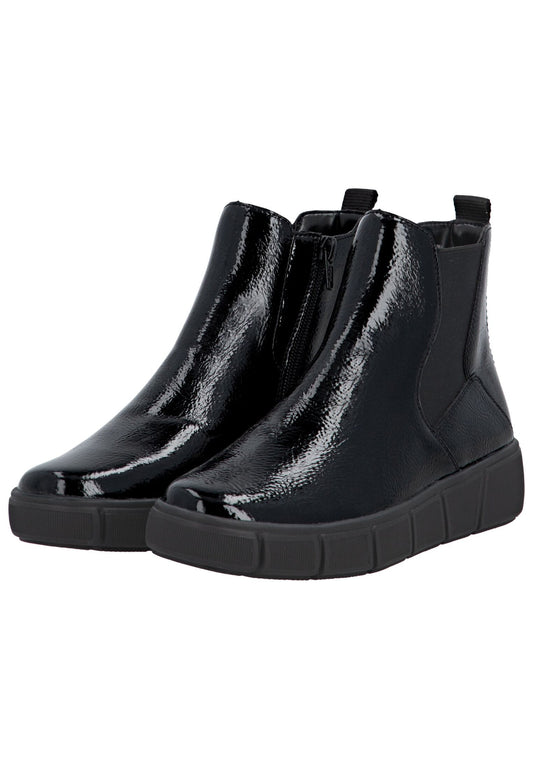 Remonte Stiefelette Leder/Textil Schwarz Lack