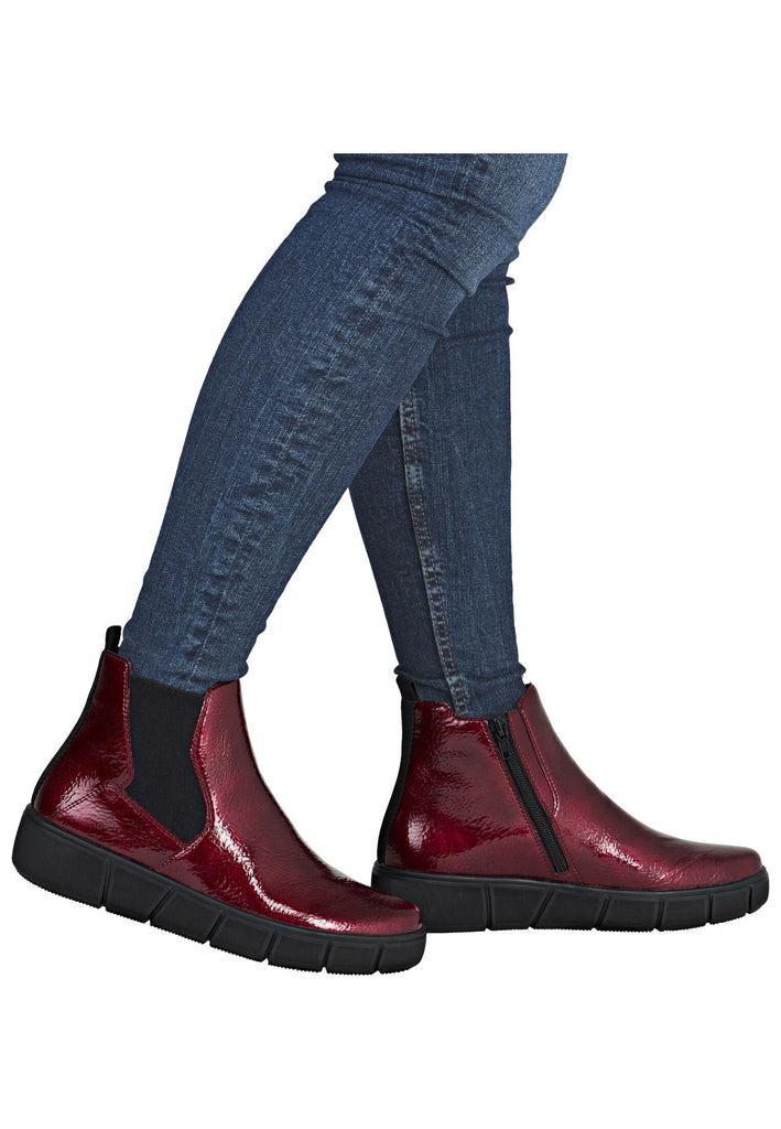 Remonte Stiefelette Lederimitat Rot/Schwarz Warmfutter