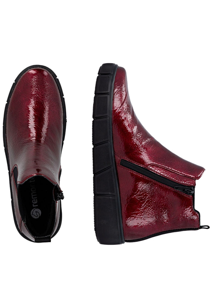 Remonte Stiefelette Lederimitat Rot/Schwarz Warmfutter