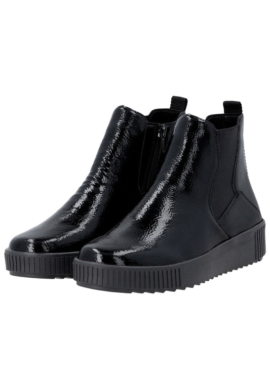 Remonte Stiefelette Lederimitat Schwarz Lack