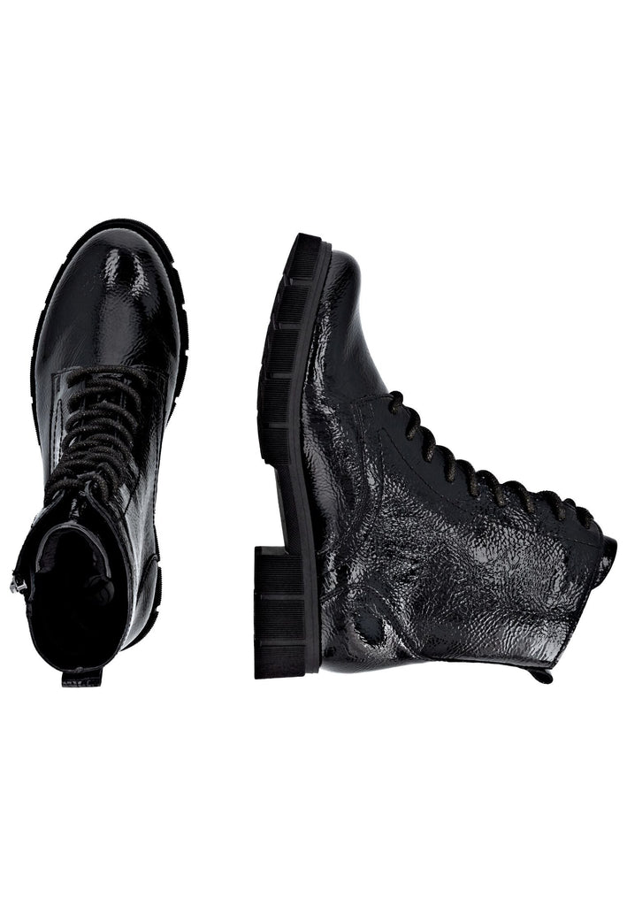 Remonte Stiefelette Lederimitat Schwarz Lack Warmfutter