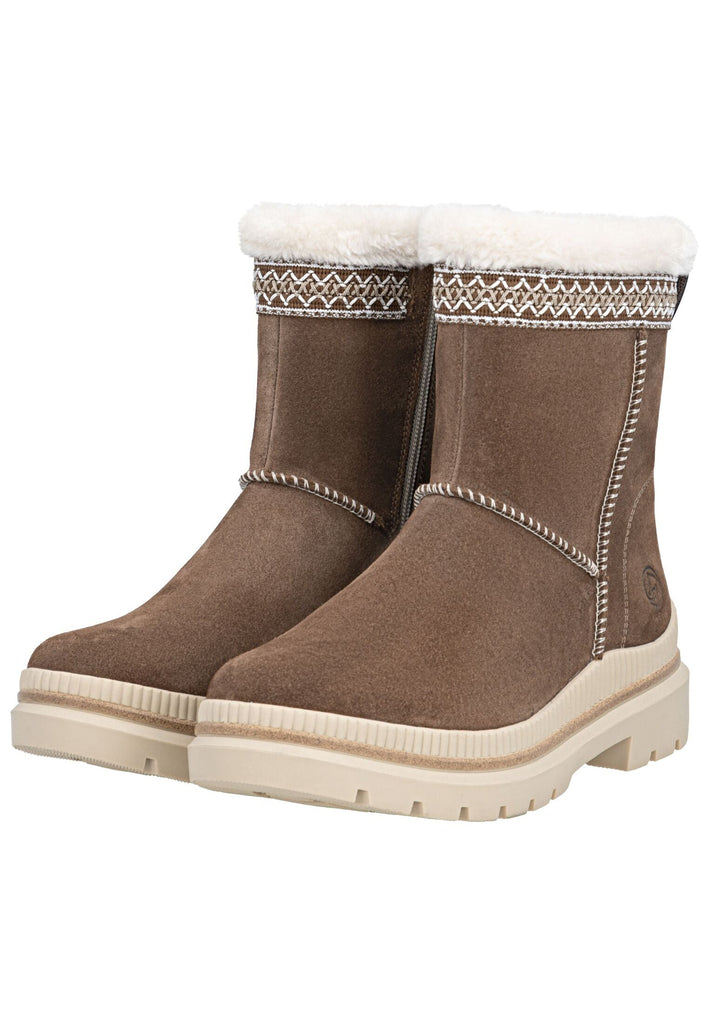 Remonte Stiefelette Veloursleder Nuss Warmfutter