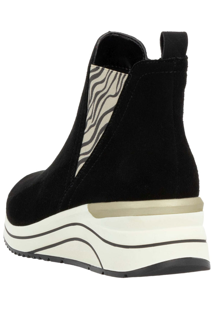 Remonte Stiefelette Veloursleder Schwarz/Beige Warmfutter