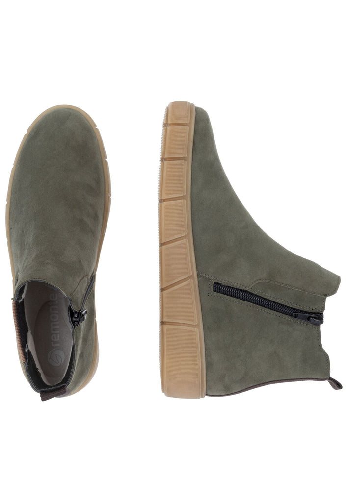 Remonte Stiefelette Veloursleder/Textil Grün/Schwarz