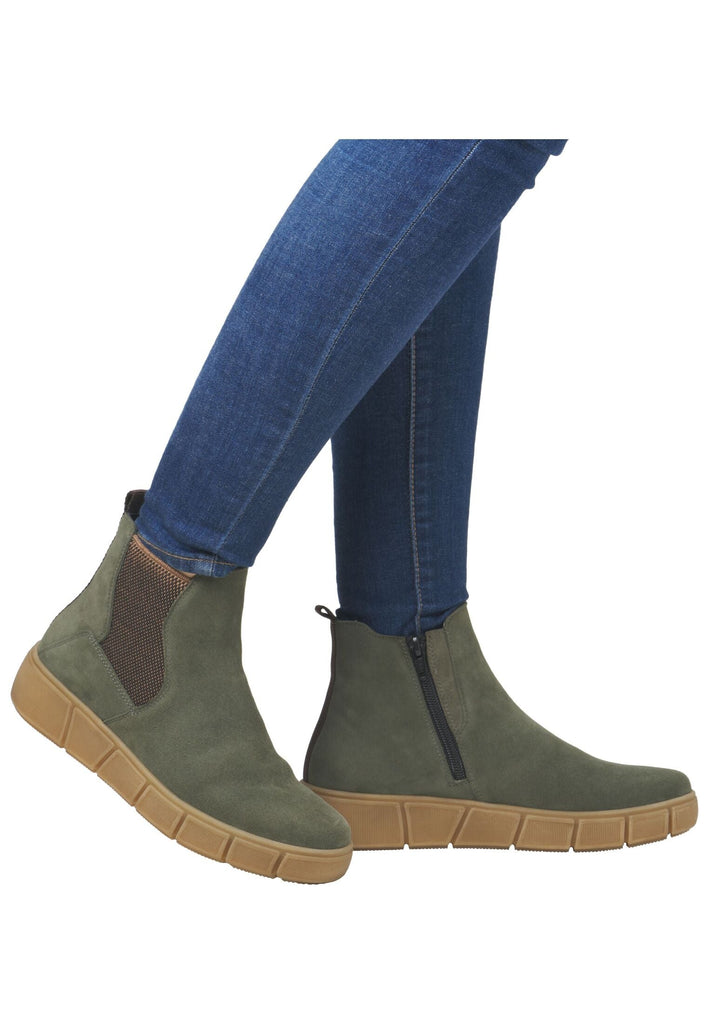 Remonte Stiefelette Veloursleder/Textil Grün/Schwarz