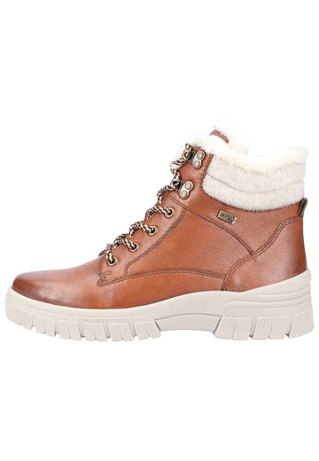 Stiefeletten Remonte Stiefelette Glattleder Braun/Weiß Warmfutter